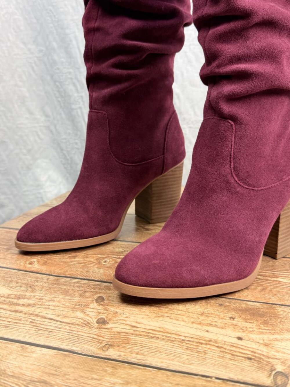 Nine West Burgundy Slouch Tall Heeled Boots Size 9 Title: Nine West Women's - Picture 8 of 12